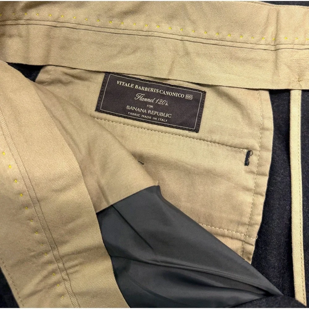 Banana Republic 34x30 Flannel Wool Dress Pants Trousers Vitale Barberis Canonico